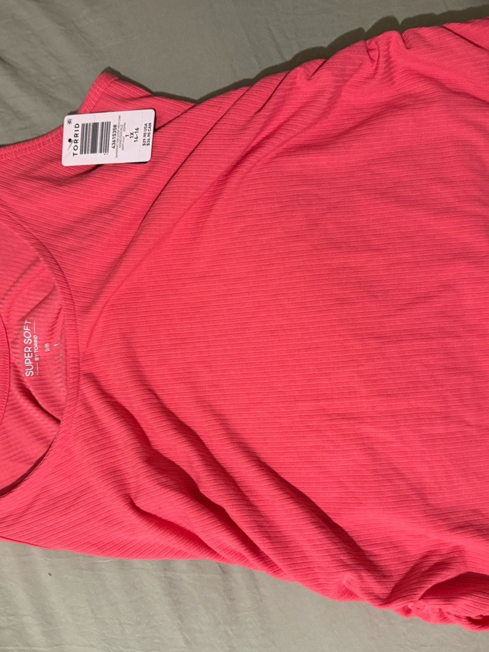 torrid Coral Pink Ribbed Crew Neck Tee